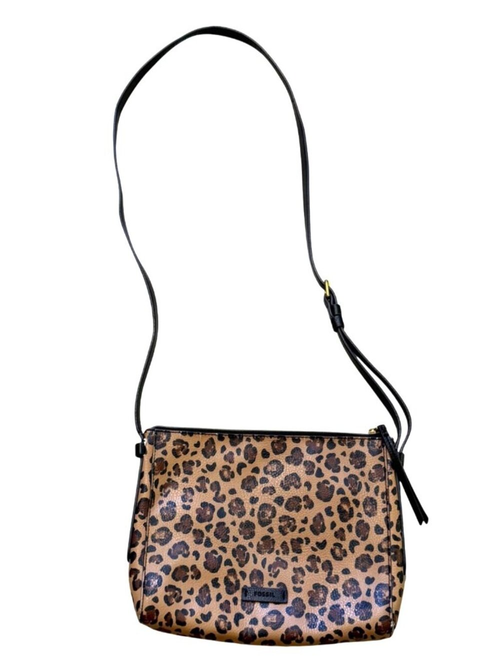 Fossil Women's Crossbody Bag Brown Leopard Print Faux Leather Modern Safari Boho